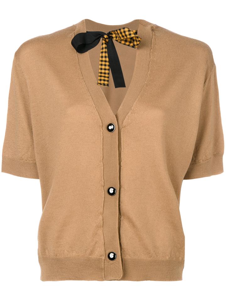 Miu Miu Printed Bow Cardigan - Brown
