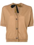 Miu Miu Printed Bow Cardigan - Brown
