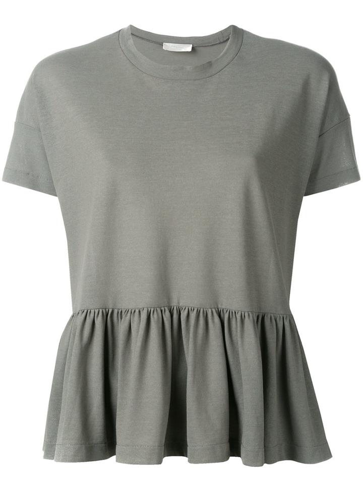 Zanone Pleated Hem T-shirt, Women's, Size: Small, Grey, Cotton