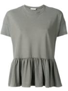 Zanone Pleated Hem T-shirt, Women's, Size: Small, Grey, Cotton