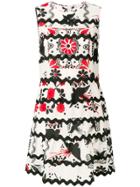 Red Valentino Floral Bird Print Scalloped Dress - White