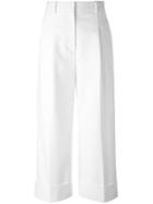3.1 Phillip Lim Cropped Wide Leg Trousers, Women's, Size: 0, White, Cotton/polyamide/spandex/elastane/viscose