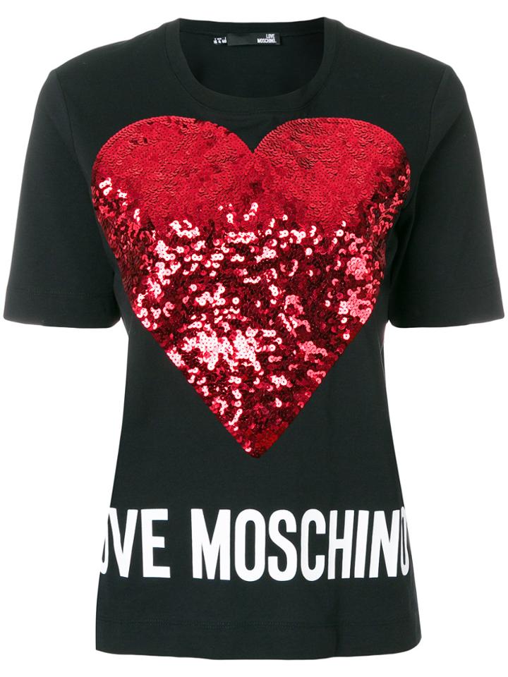 Love Moschino Sequin Heart Patch T-shirt - Black