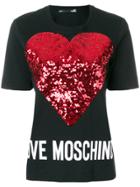 Love Moschino Sequin Heart Patch T-shirt - Black