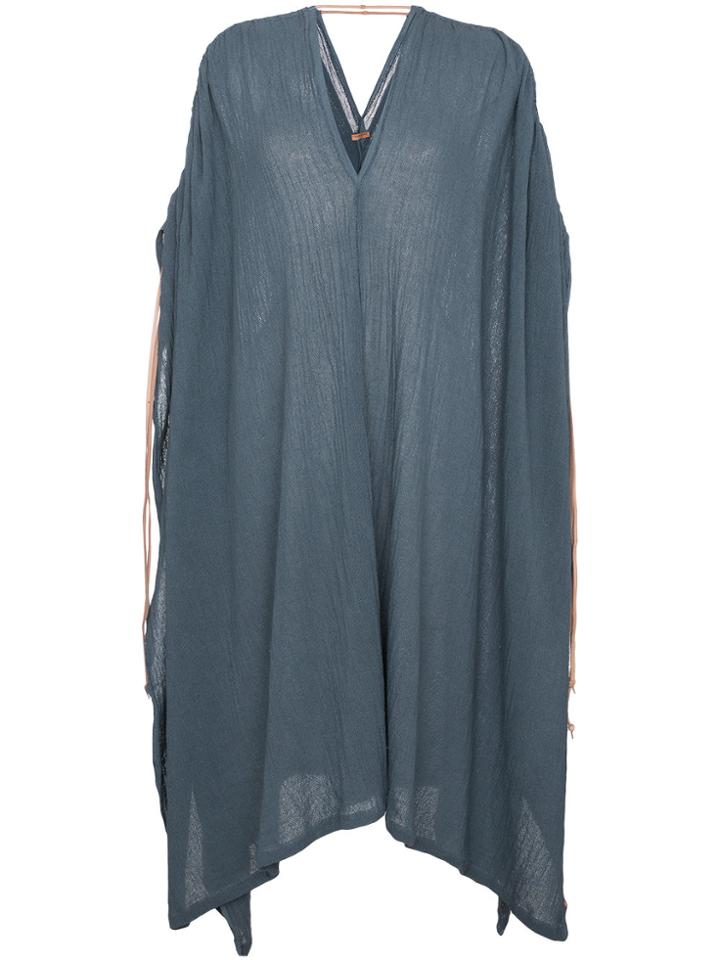 Caravana Ruched Shoulder Kaftan Dress - Blue