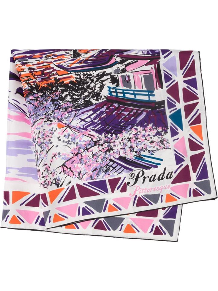 Prada Pittoresque Tokyo Printed Foulard - Purple