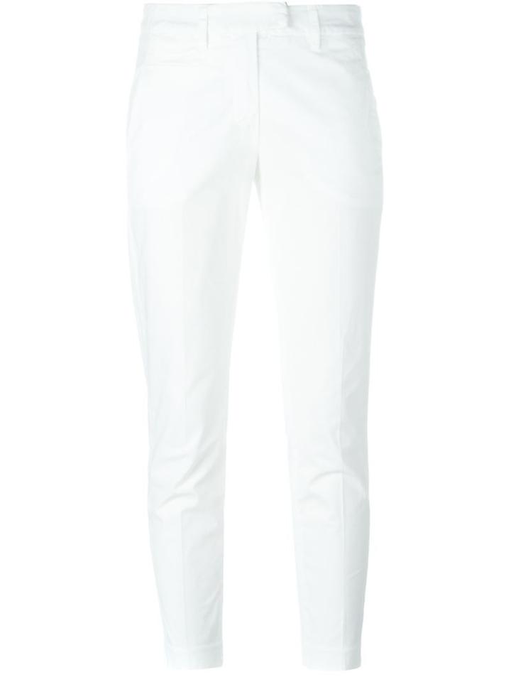 Dondup Cropped Chino Trousers, Women's, Size: 29, White, Cotton/spandex/elastane