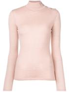 Balmain Shoulder Button Slim-fit Sweater - Pink
