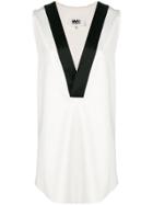 Mm6 Maison Margiela Plunge Neck Longline Tank - White