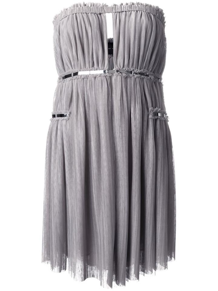 Jay Ahr Silver-tone Detail Strapless Dress, Women's, Size: 40, Grey, Polyester