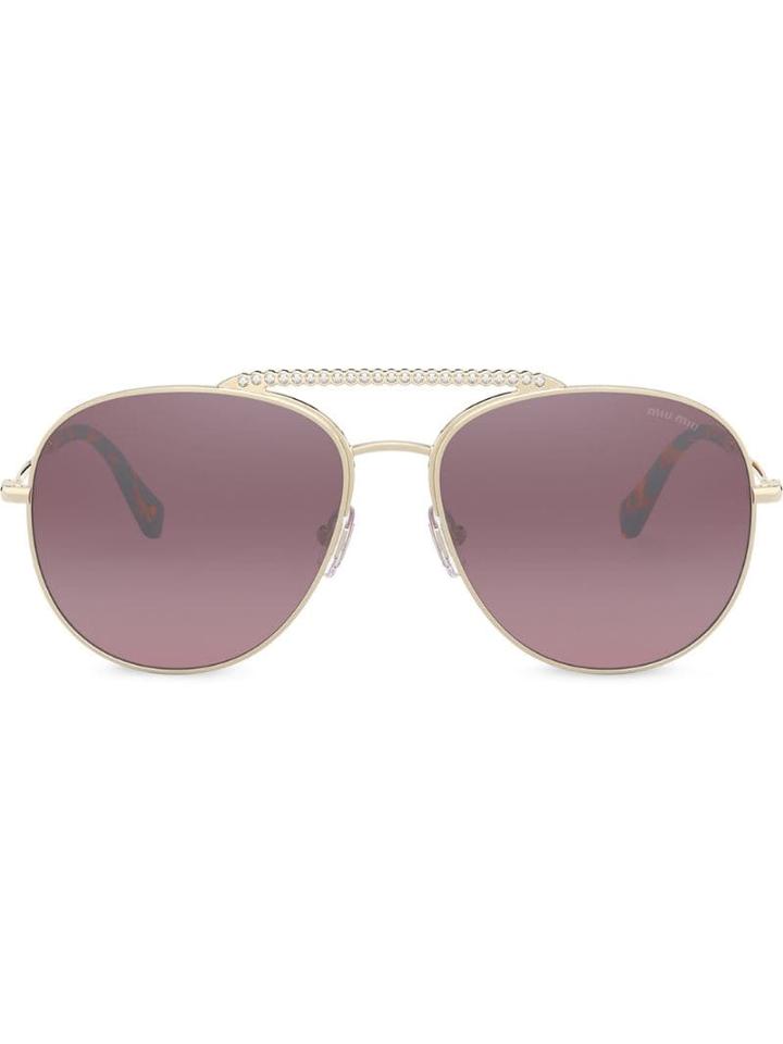 Miu Miu Eyewear Société Mirrored Sunglasses - Gold