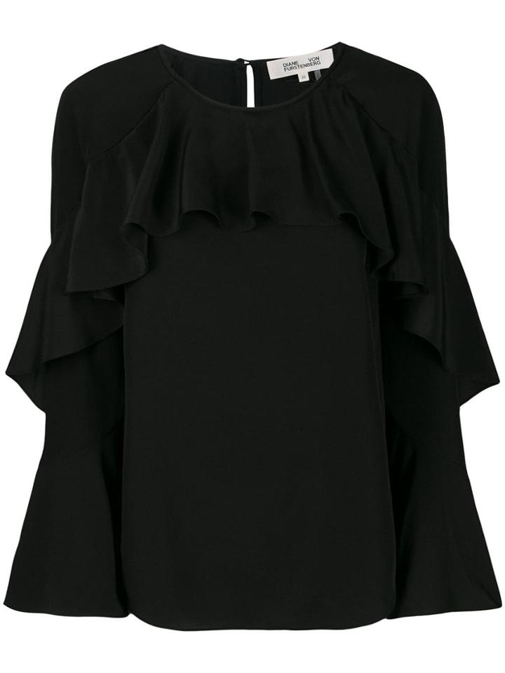 Dvf Diane Von Furstenberg Ruffle Trim Blouse - Black