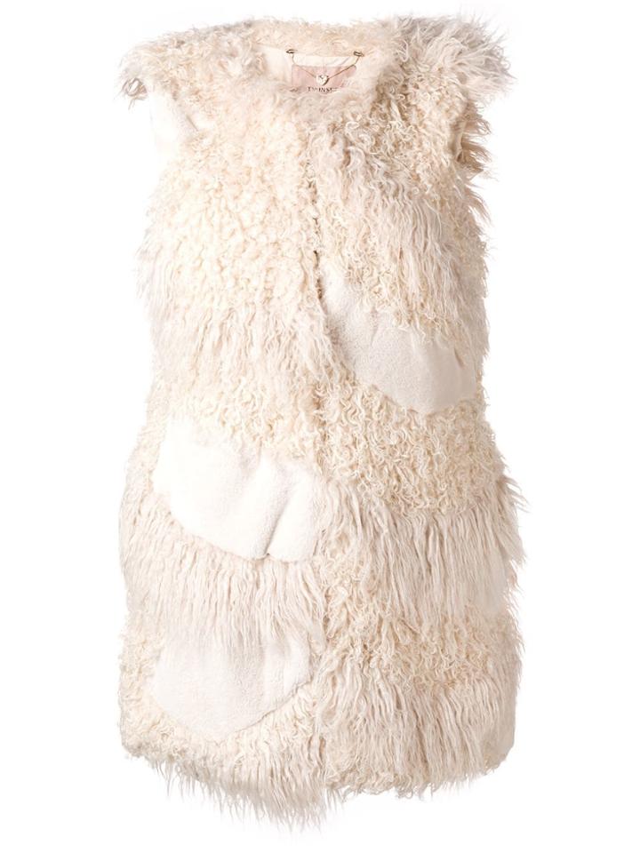 Twin-set Faux Fur Patch Gilet - White