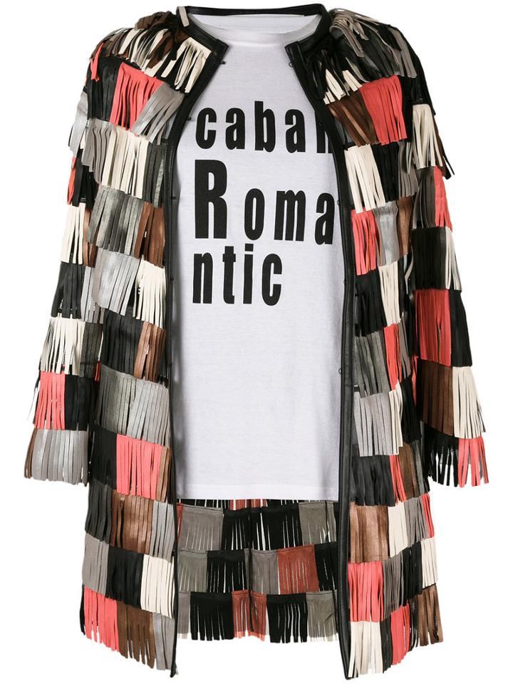 Caban Romantic - Fringed Jacket - Women - Leather/polyamide - 44, Red, Leather/polyamide