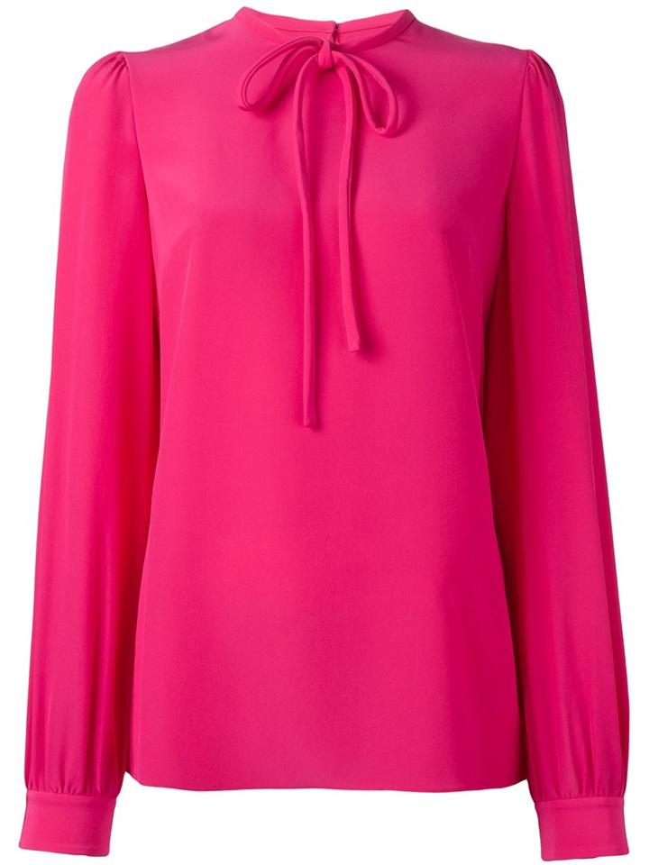 Dolce & Gabbana Tied Neckline Blouse, Women's, Size: 44, Pink/purple, Silk