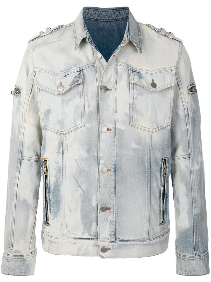 Balmain Bleached Denim Jacket - Blue