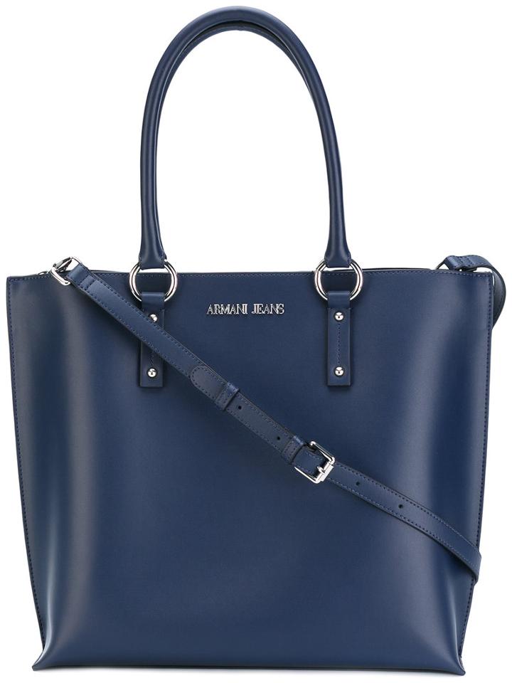 Armani Jeans - Double Handles Tote - Women - Cotton/polyester/viscose - One Size, Blue, Cotton/polyester/viscose
