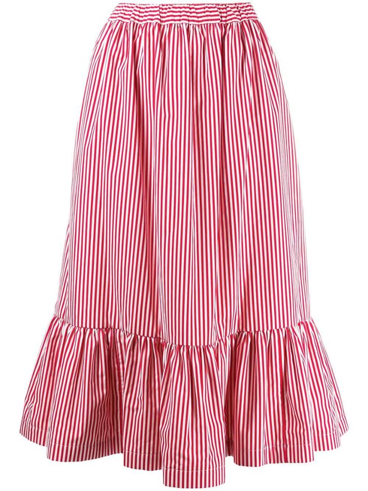 Comme Des Garçons Girl Striped Midi Skirt - Red