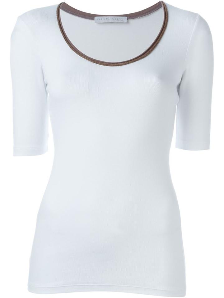 Fabiana Filippi Rib Knit T-shirt, Women's, Size: 48, White, Cotton/polyester/spandex/elastane/polyimide