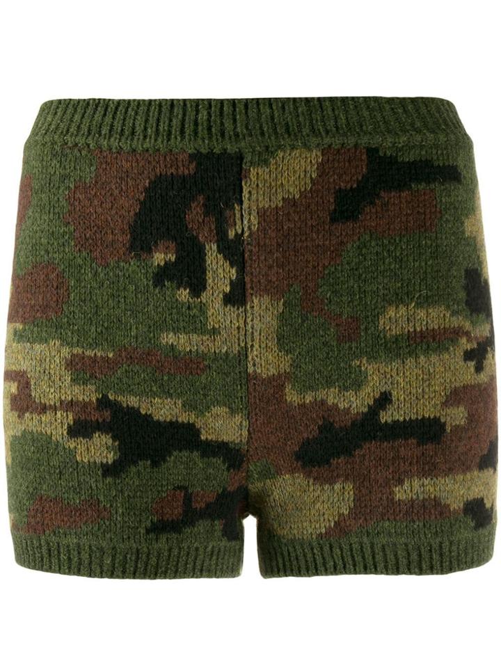 Miu Miu Camouflage Knit Shorts - Green