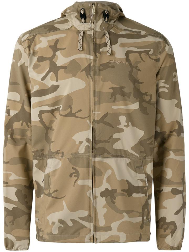 Patagonia Camouflage Print Hooded Jacket, Men's, Size: Medium, Green, Polyester