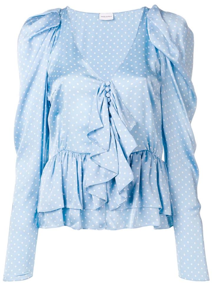 Magda Butrym Ruffled V-neck Blouse - Blue
