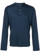 Zanone Long Sleeve Henley Top - Blue