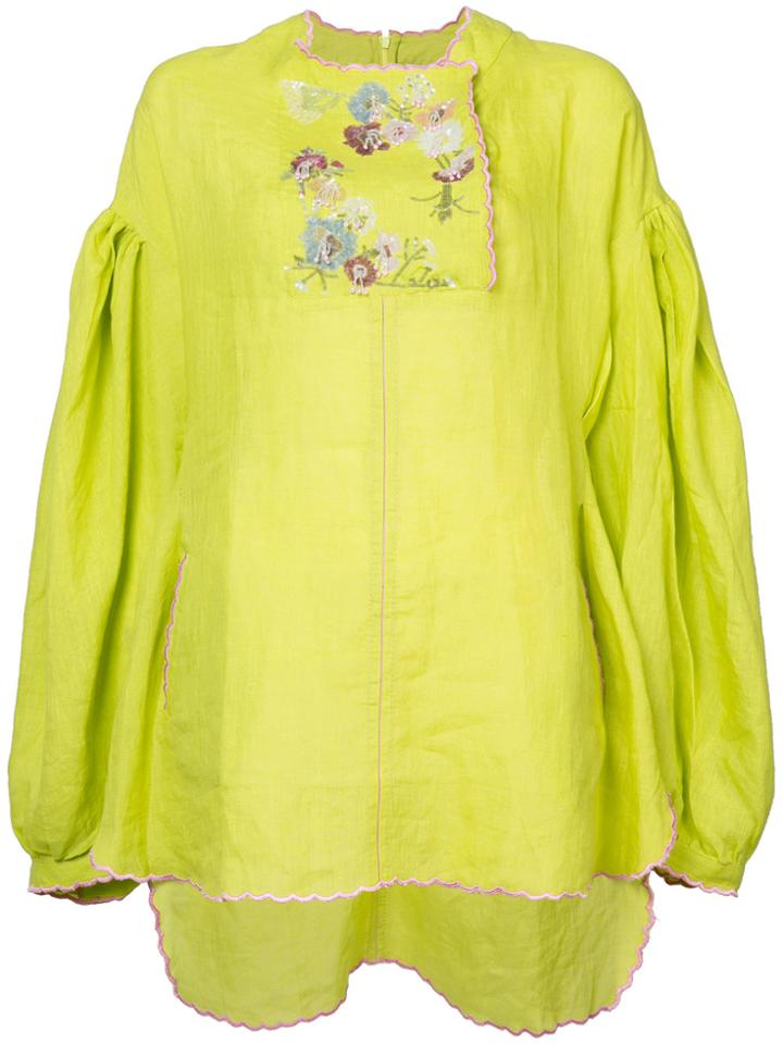 Natasha Zinko Embroidered Tunic Top - Yellow & Orange