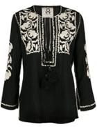 Figue Zoe Embroidered Blouse - Onyx Black