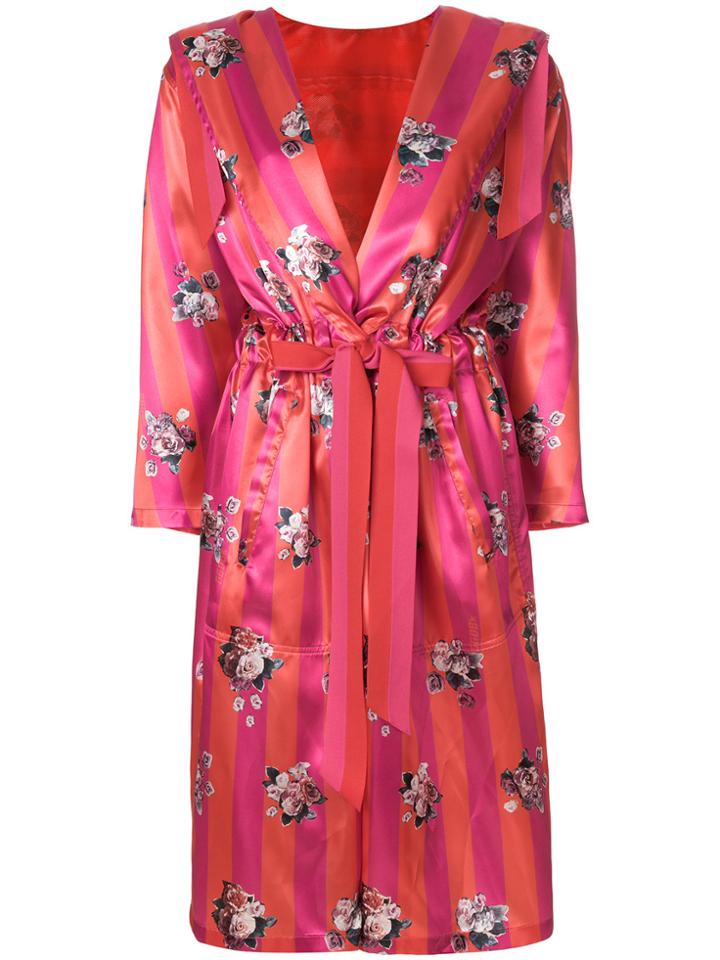 Golden Goose Deluxe Brand Floral Belted Coat - Pink & Purple