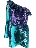 Amen Sequin Embroidered Asymmetric Dress - Blue