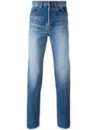 Saint Laurent Embroidered Slim Fit Jeans - Blue