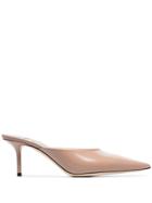 Jimmy Choo Ballet Pink Rav 65 Pointed Toe Leather Mules