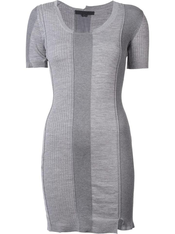 Alexander Wang Ribbed Panel Dress, Women's, Size: Small, Grey, Cotton/nylon/spandex/elastane/merino