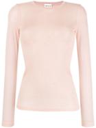 Semicouture Sheer Round Neck Top - Nude & Neutrals