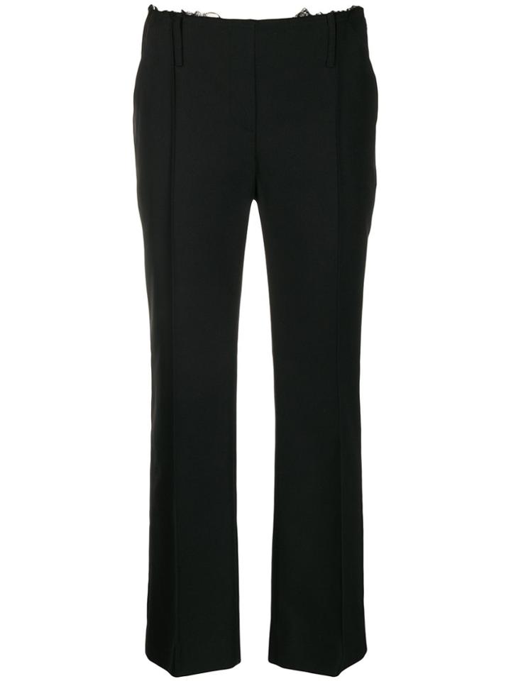 Rokh Frayed Detail Flared Trousers - Black