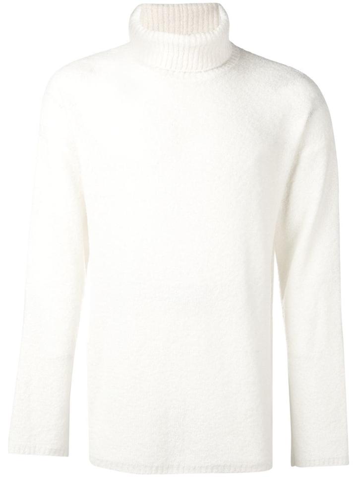 Sartorial Monk Roll-neck Fitted Sweater - White