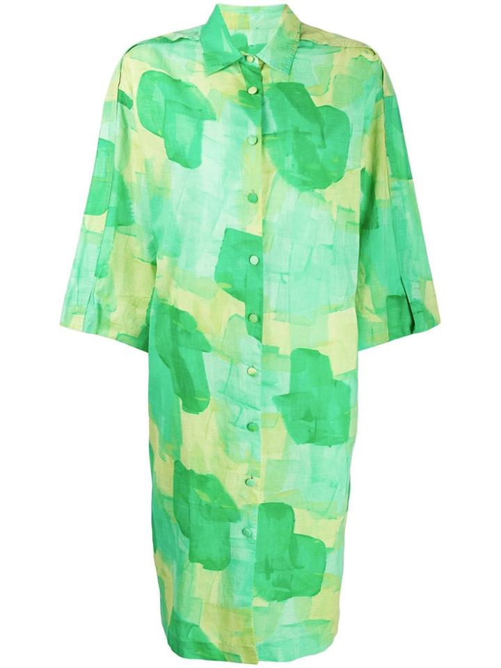 A.n.g.e.l.o. Vintage Cult 1980's Abstract Print Shirt Dress - Green