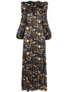The Vampire's Wife Nine Floral Print Tiered Maxi Dress - Black