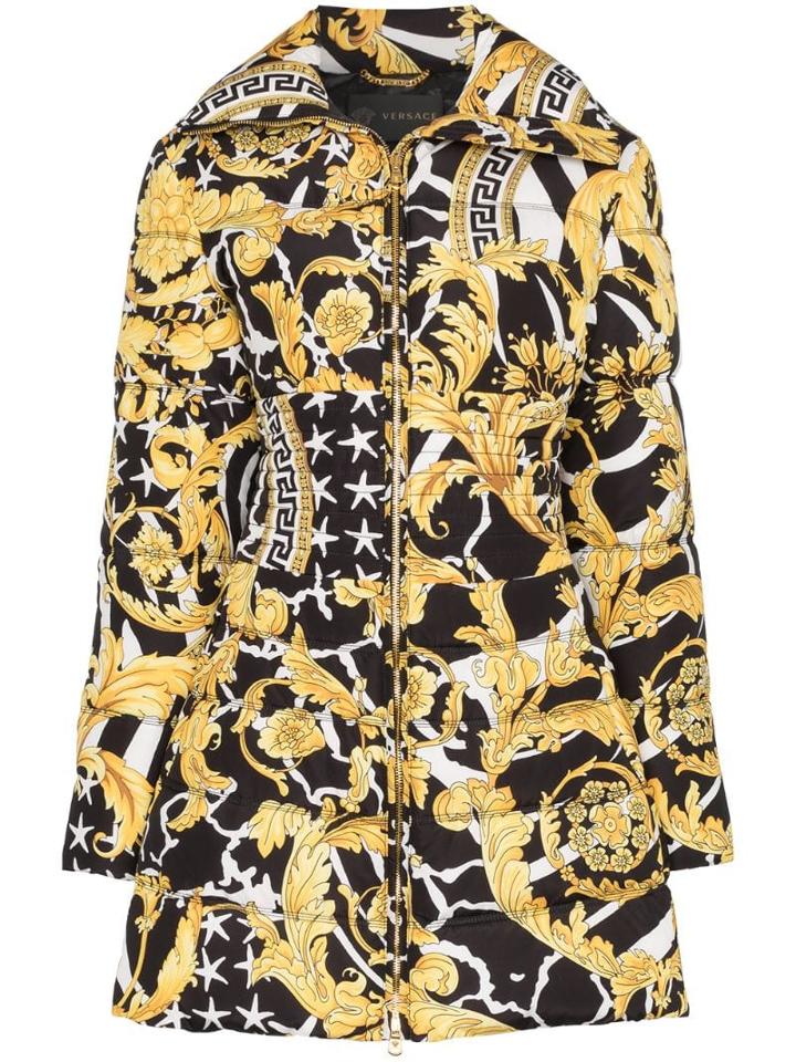 Versace Baroque Print Puffer Coat - A7900 Oro
