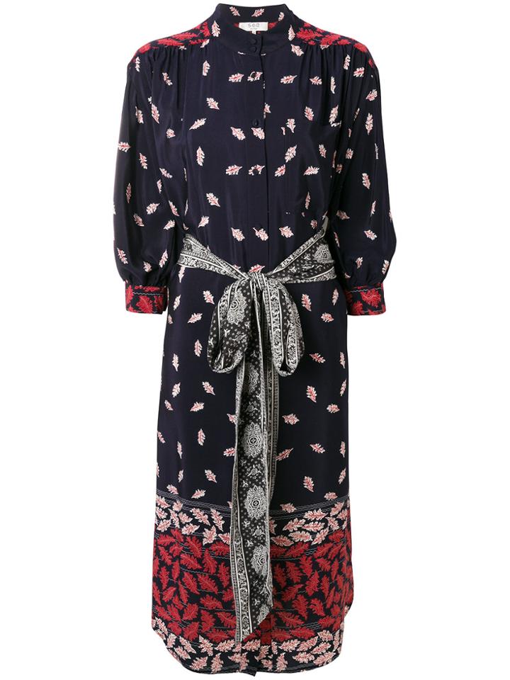 Sea Printed Shirt Dress - Blue