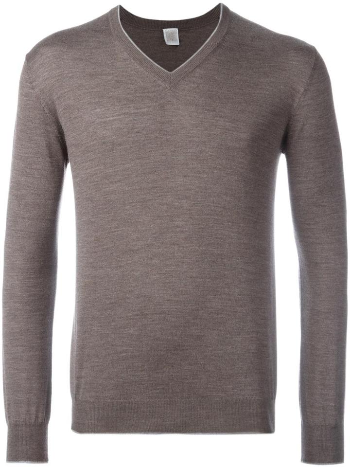 Eleventy V-neck Jumper - Brown