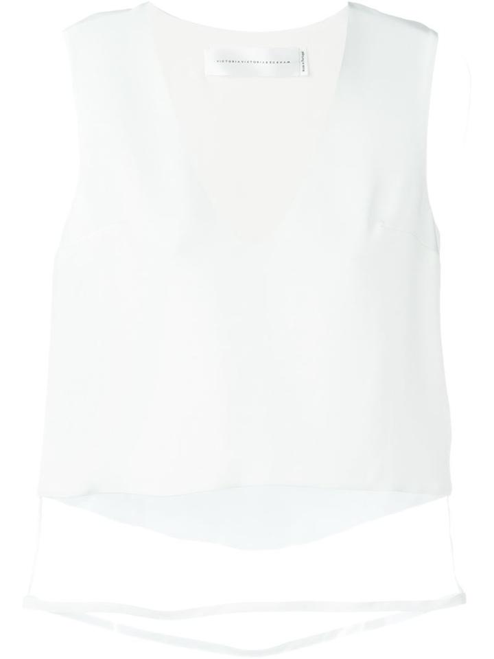Victoria Victoria Beckham V Neck Organza Top, Women's, Size: 10, White, Silk