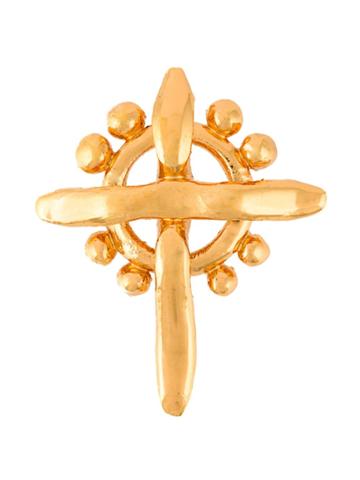 Christian Lacroix Vintage Gold Cross Brooch - Metallic