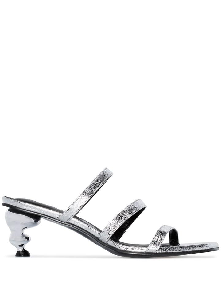 Yuul Yie Silver Gem 60 Leather Sandals - Metallic