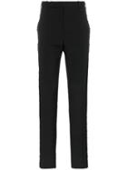 Saint Laurent Stud Embellished Wool Tuxedo Trousers - Black