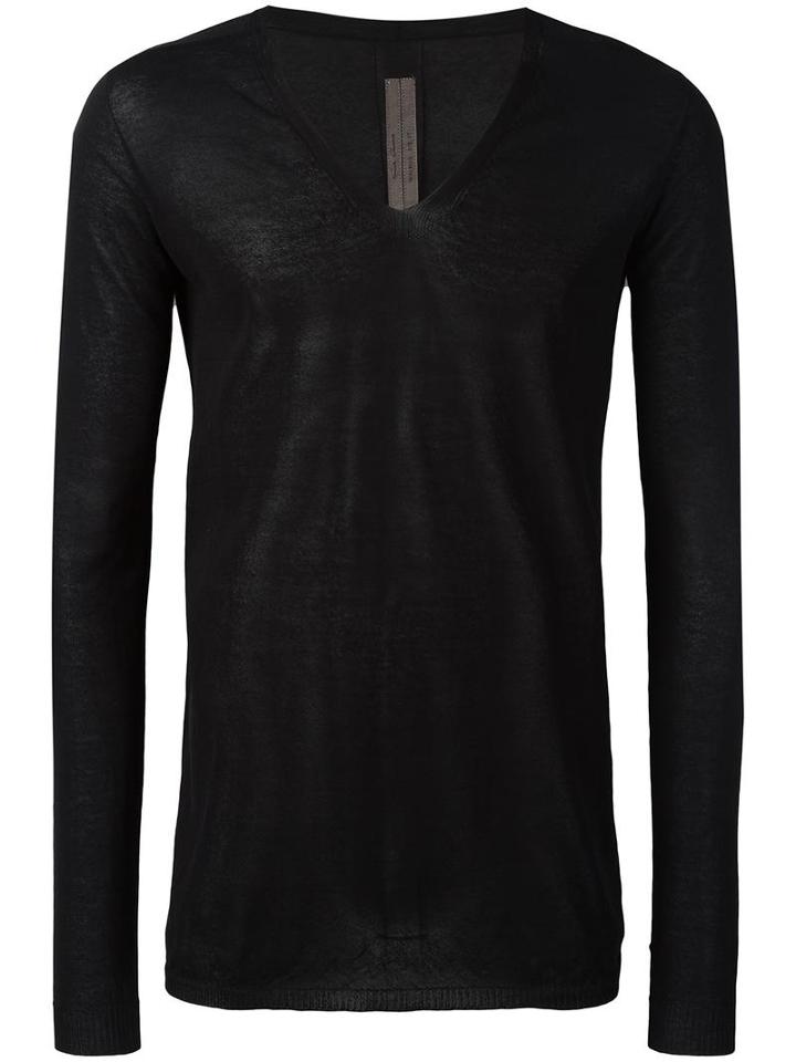 Rick Owens V-neck Jumper, Men's, Size: Medium, Black, Cotton/nylon