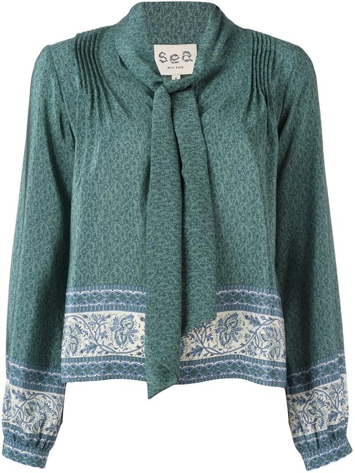 Sea Pussy-bow Neck Blouse