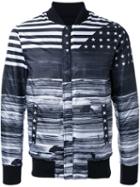 Yoshio Kubo Flag Print Bomber Jacket, Men's, Size: 2, Black, Cotton/polyester