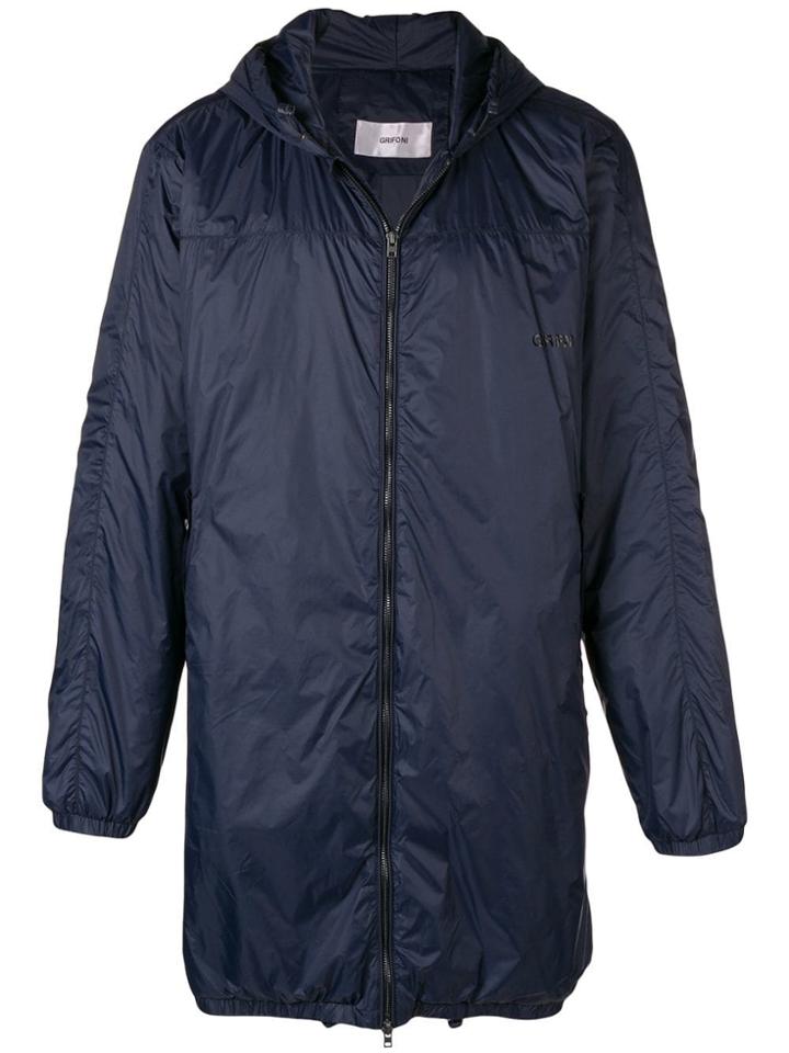 Mauro Grifoni Zip Hooded Coat - Blue